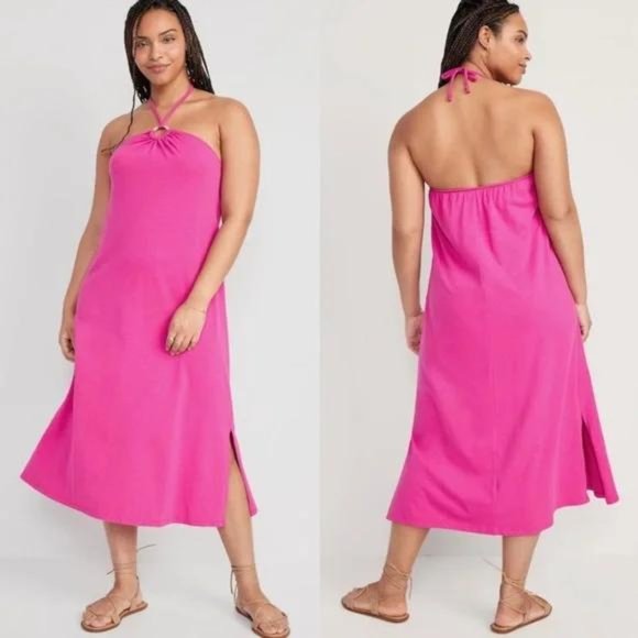 NWT Old Navy Slub-Knit Halter Midi Shift Dress for Women - Picture 7 of 7